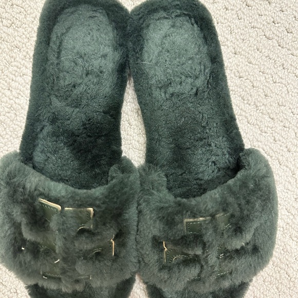 TORY BURCH DOUBLE T SHEARLING SLIDE - Picture 3 of 5